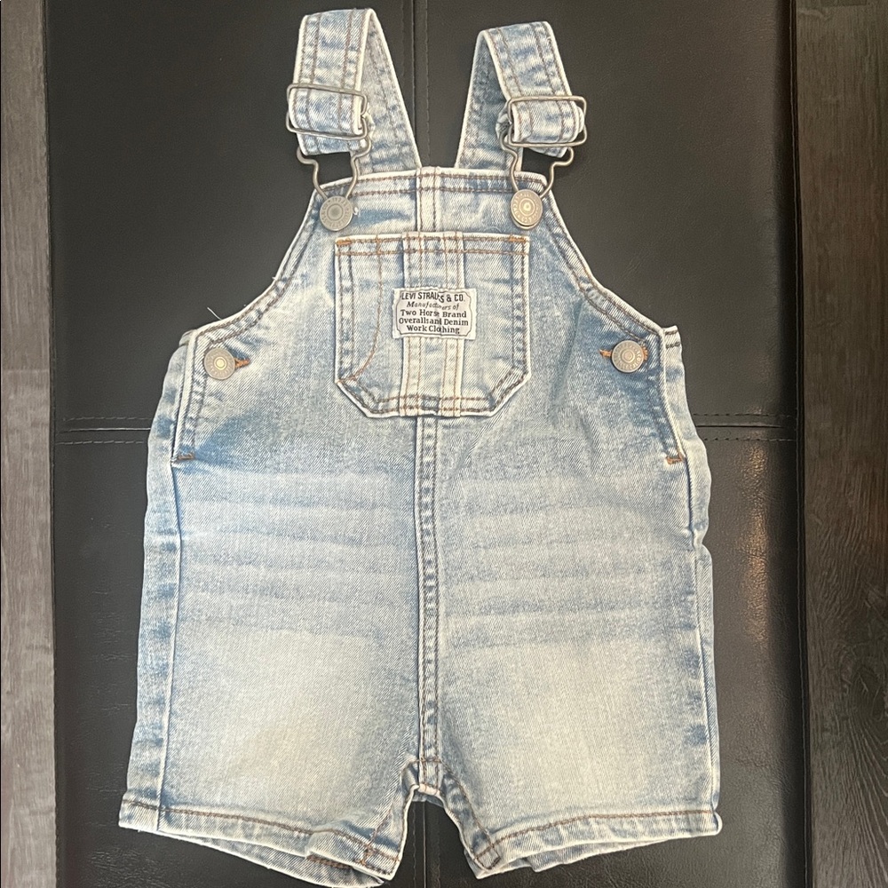 Levi's Light Blue Denim Short Overalls for Kids